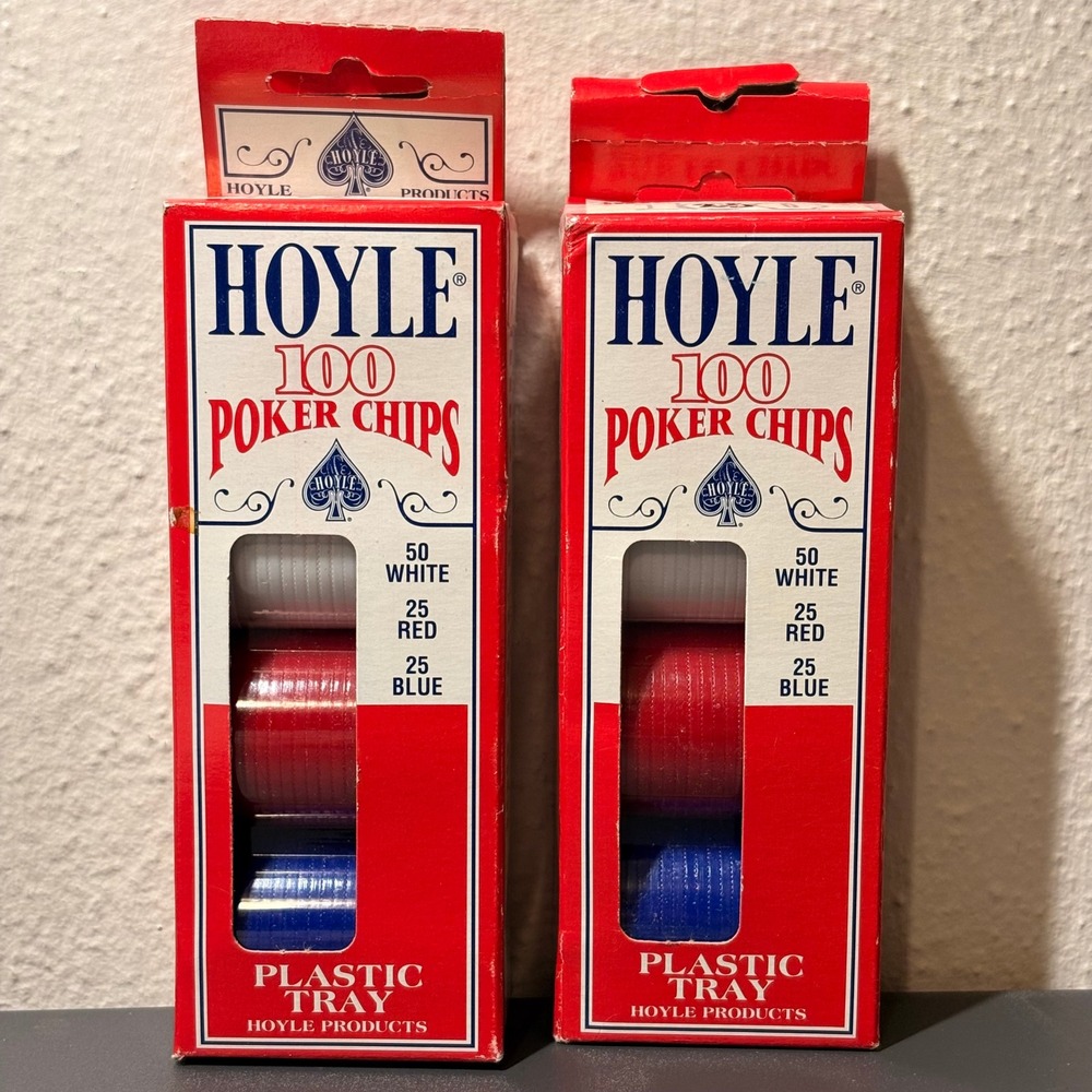 Hoyle Poker Chips Set Unisex OS Red/White/Blue Good Vintage 1992 200 Count USA